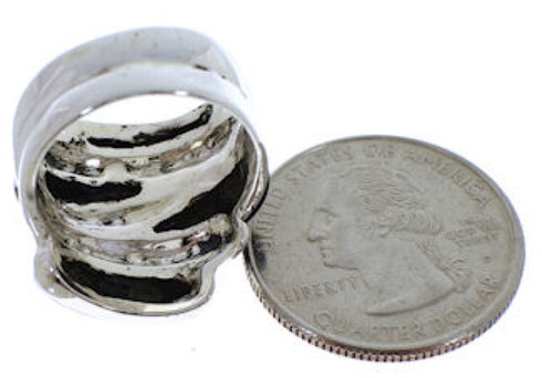 Sterling Silver Jet Inlay Southwest Ring Size 8-3/4 FX22073